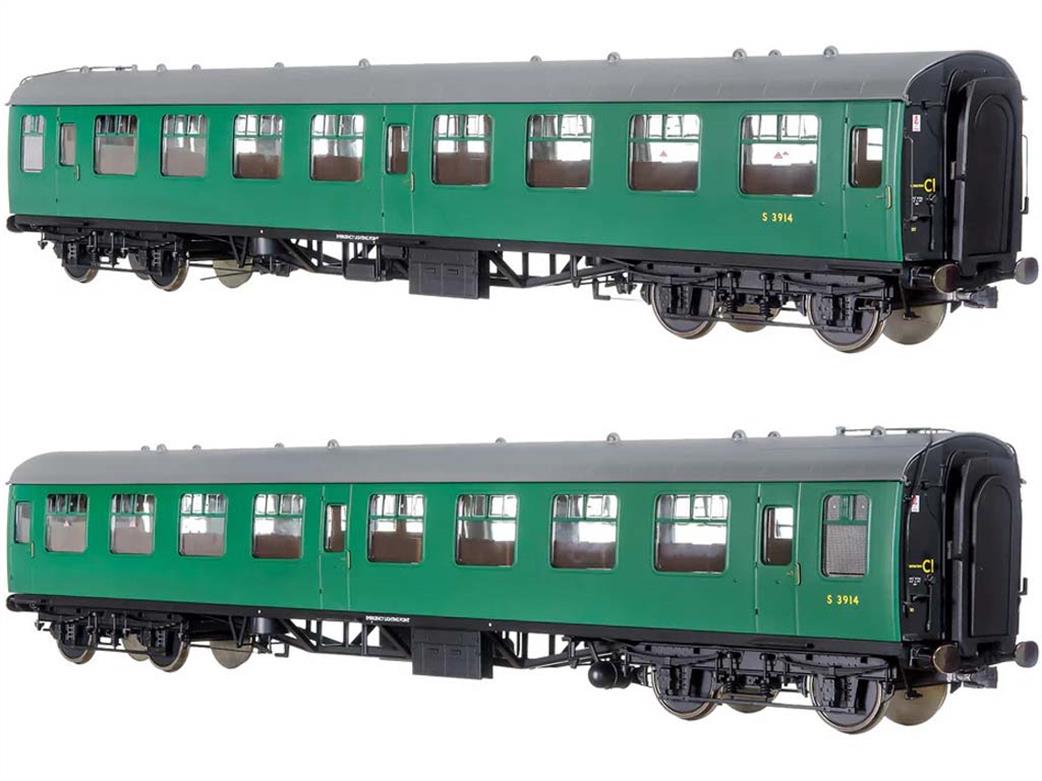 Dapol Lionheart Trains O Gauge 7P-001-601 BR S3914 Mk1 SO Second Open Coach SR Green Window Beading