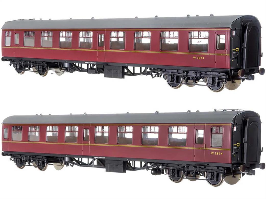 Dapol Lionheart Trains O Gauge 7P-001-606 BR W3874 Mk1 SO Second Open Coach Maroon Window Beading