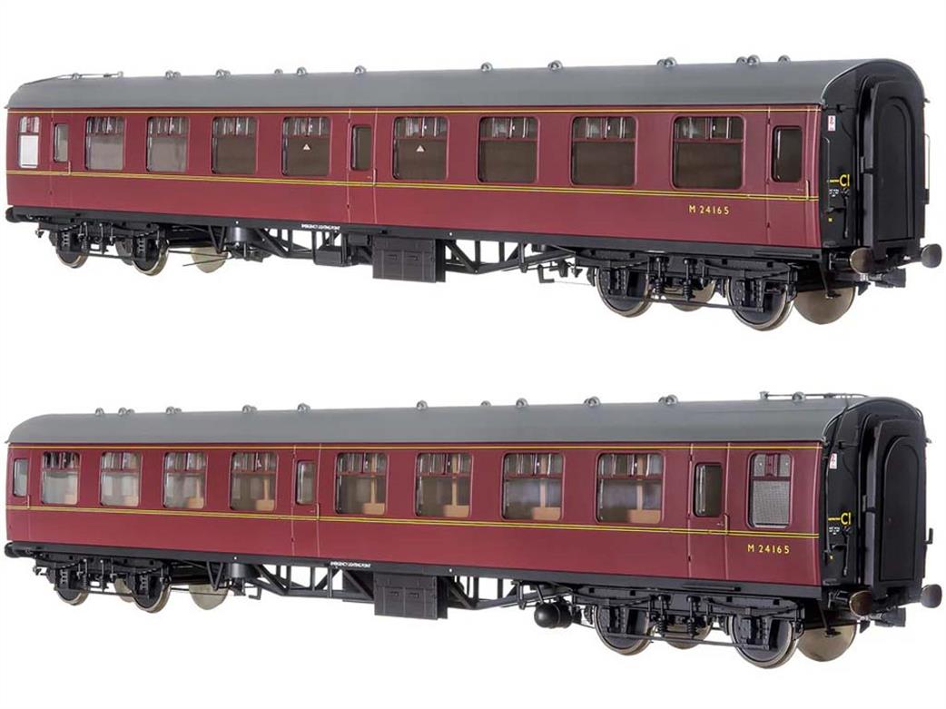 Dapol Lionheart Trains O Gauge 7P-001-706 BR M24165 Mk1 SK Second Corridor Coach Maroon Window Beading