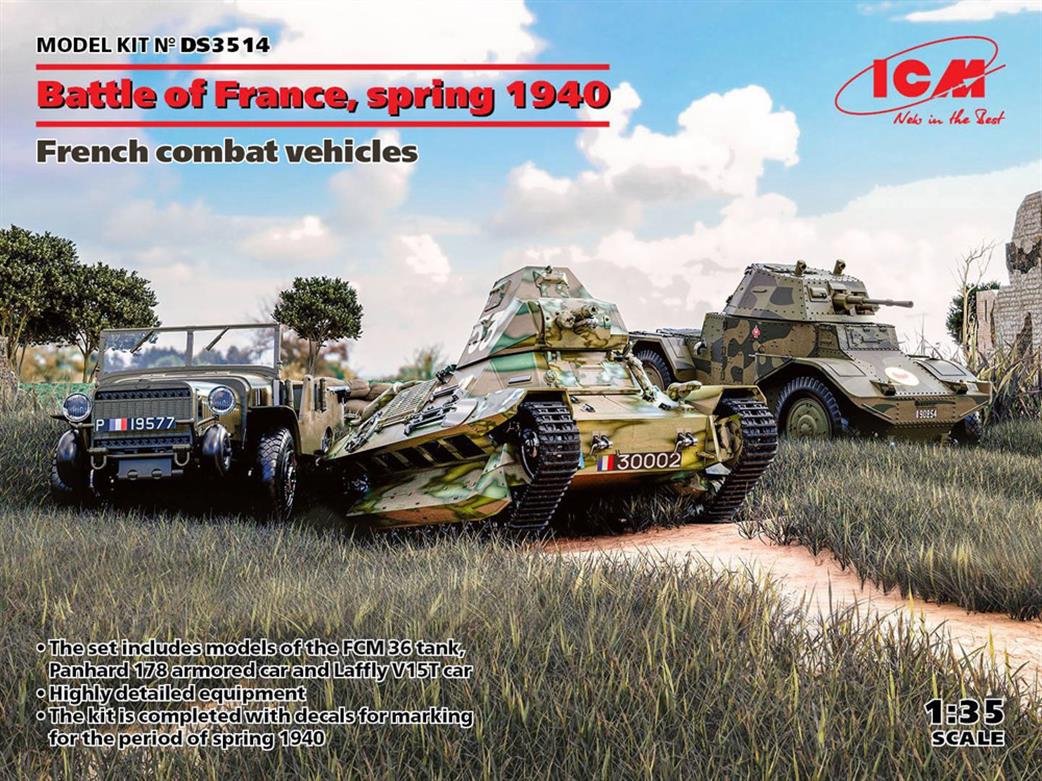 ICM 1/35 DS3514 Battle of France Spring 1940 French Combat Vehicles Set