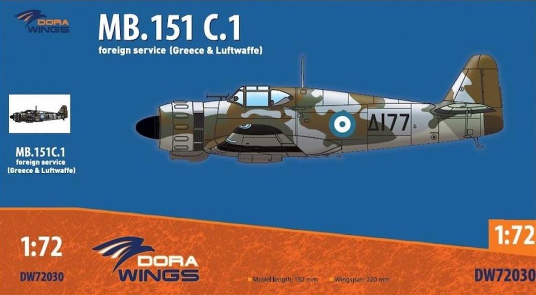 Dora Wings 1/72 72030 Marcel Bloch MB.151 Foreign Greece Luftwaffe Service Plastic Kit