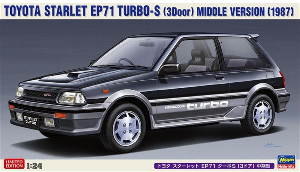 Hasegawa 1/24th 20559 Toyota Starlet EP71 Turbo-S 3Door Middle Version 1987 Kit
