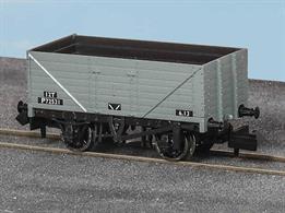 A new model of the standard RCH 1923 7 plank open coal wagons produced by Peco featuring the correct 9-feet wheelbase wood underframe and a detailed body moulding including interior planking detail.Wagon finished in British Railways grey livery