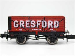 Nicely detailed N gauge model of the RCH type 7 plank private owner open wagons.Model finished as Gresford, Wrexham wagon number 228.