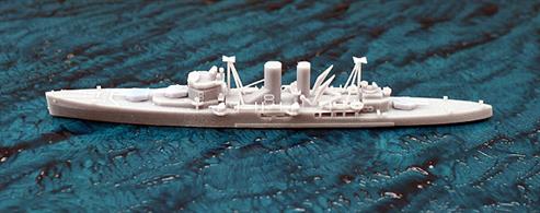 HMS Exeter at the Battle of the River Plate in December 1939 was in much the same condition as when she was built in 1931. This 1/1200 scale 3D resin-printed waterline kit needs only masts and painting to complete. The kit is by John's Model Shipyard, RN320.