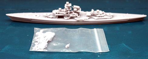 Tirpitz is a 1/1200 scale kit made from a resin 3D print by Joh's Model Shipyard KM101. This kit makes a waterline model of the famous battleship from 1942-44