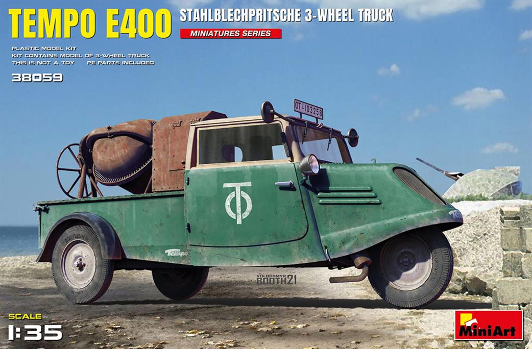 MiniArt 1/35 38059 Tempo E400 Stahlblechpritsche 3 Wheel Truck Kit