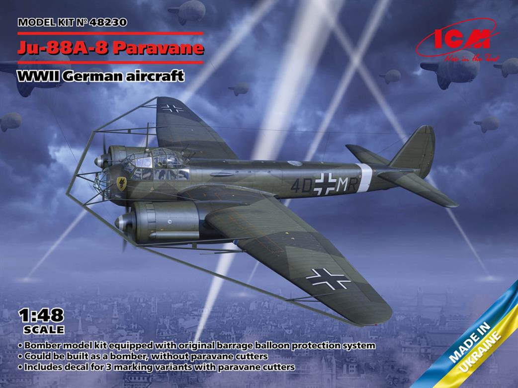 ICM 1/48 48230 Ju 88 A-8 Paravane German WW2 Bomber Plastic Kit