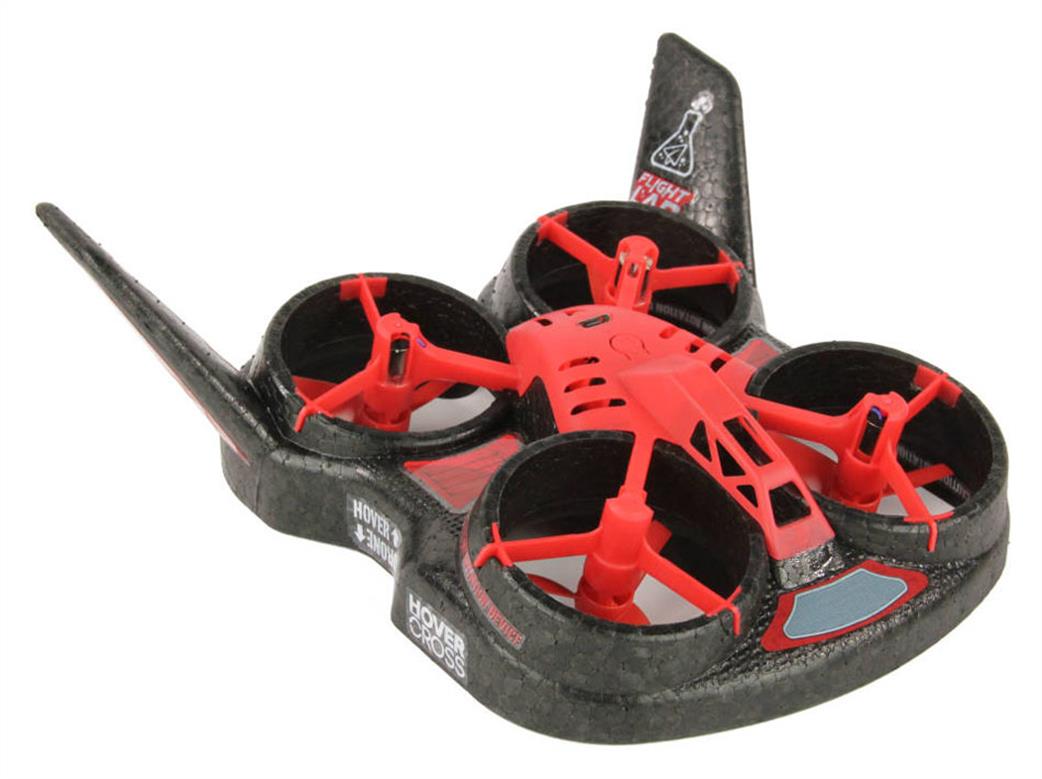 Flight Lab Toys  FHT1000 HoverCross 2-in-1 Ready-to-Fly Quadcopter and Hovercraft Red