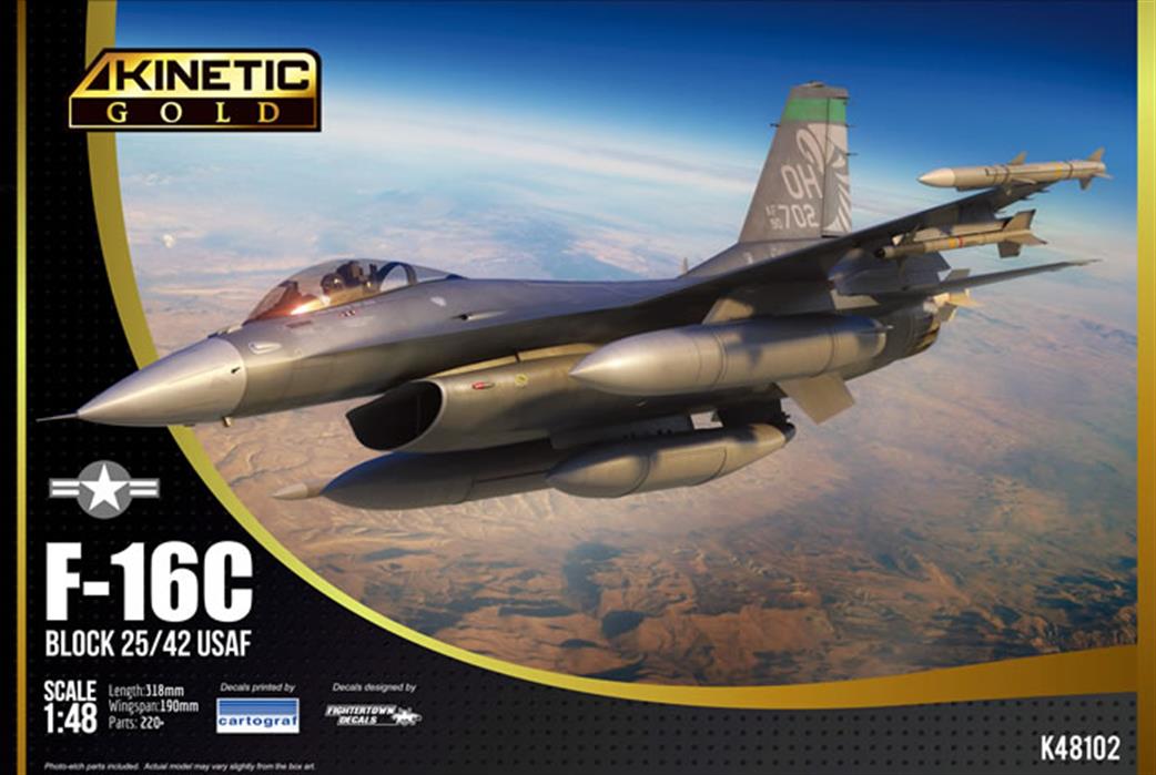 Kinetic Models K48102 Lockheed Martin F-16C Block 25/42 USAF Fighter Jet Kit 1/48