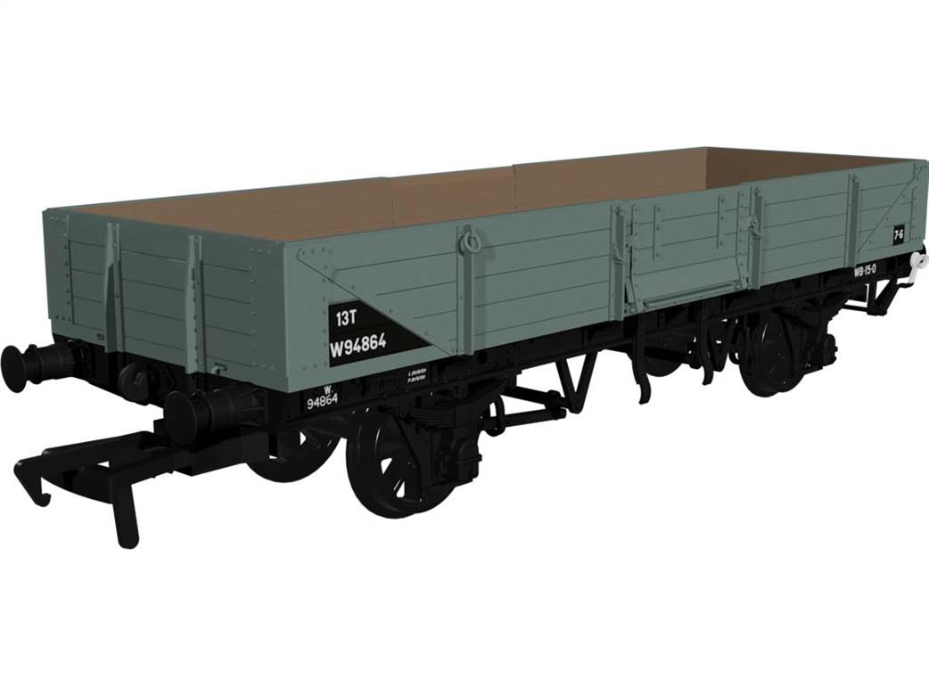 Rapido Trains OO 964012 BR W94864 ex-GWR Open C Long Open Tube Wagon BR Grey