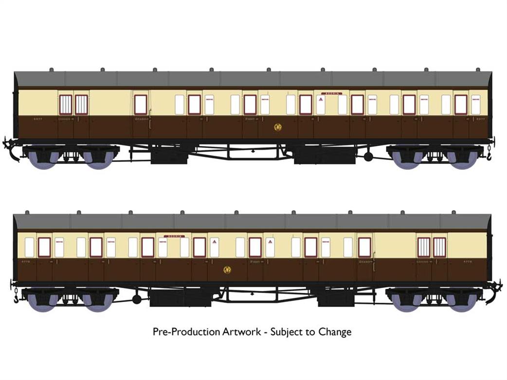 Rapido Trains OO 946001 GWR 2 Coach B-Set Pack 6977 6978 Bodmin Branch No.2 Chocolate & Cream Shirtbutton Monogram