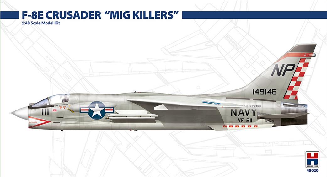 Hobby 2000 1/48 48020 F-8E Crusader Mig Killers US Navy Carrier Based Air Superiority Jet aircraft Plastic Kit