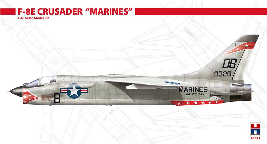 Hobby 2000 48021 F-8E Crusader US Marines Carrier Based Air Superiority jet aircraft Plastic Kit 1/48