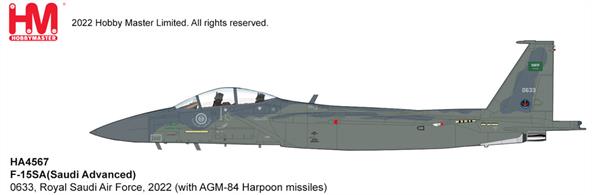 "F-15SA(Saudi Advanced) 0633, Royal Saudi Air Force, 2022 (with AGM-84 Harpoon missiles)"