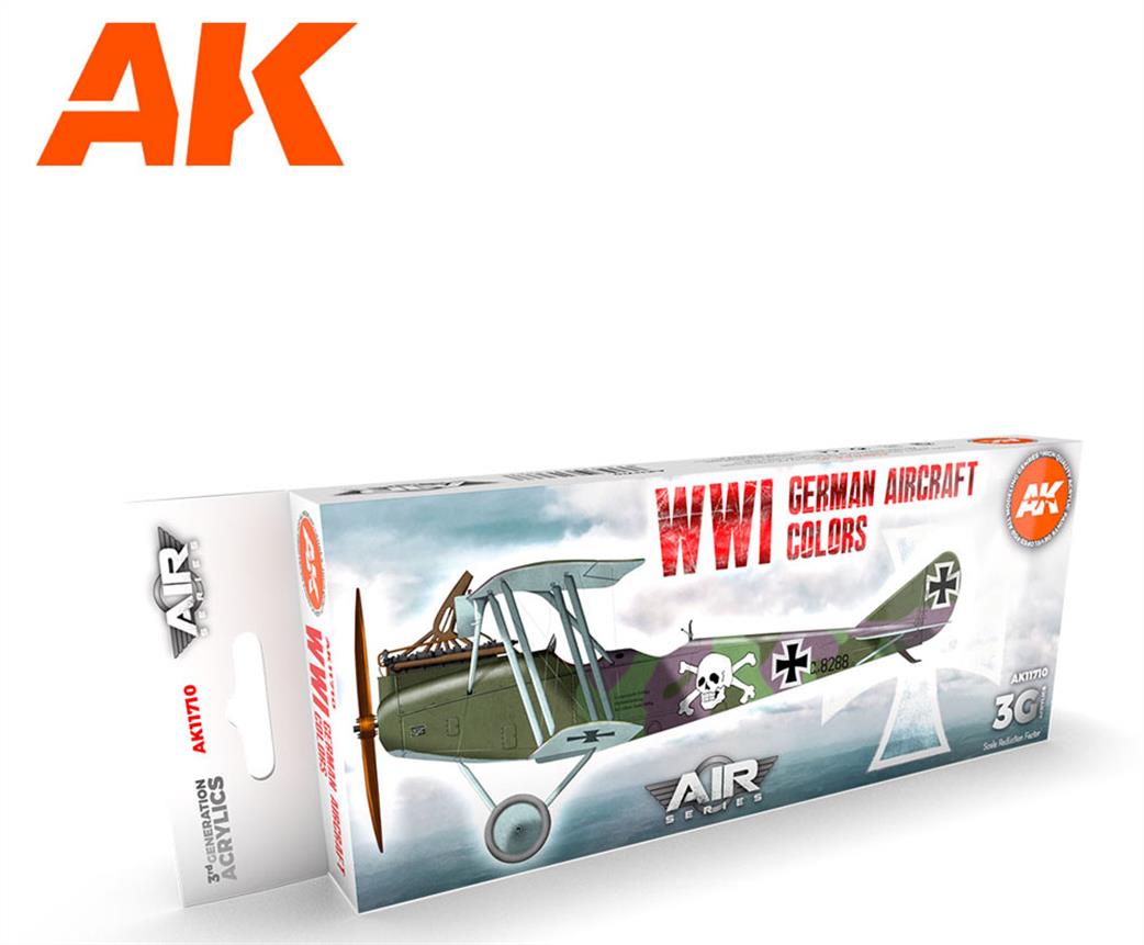 AK Interactive  AK11710 WW1 Luftwaffe Paint Set 3G 8 17ml Acrylic Dropper Bottles