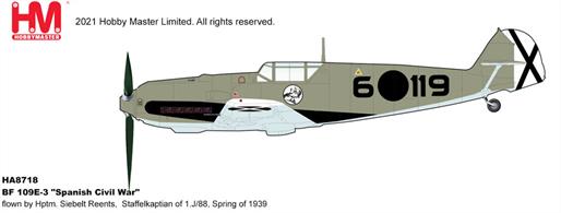"BF 109E-3 ""Spanish Civil War"" flown by Hptm. Siebelt Reents, Staffelkapitan of 1.J/88, Spring of 1939"