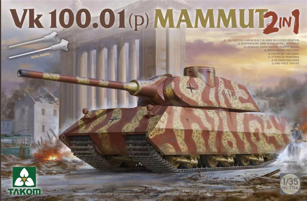 Takom 1/35 02156 German VK100.01p Mammut 2 in1 Plastic Kit