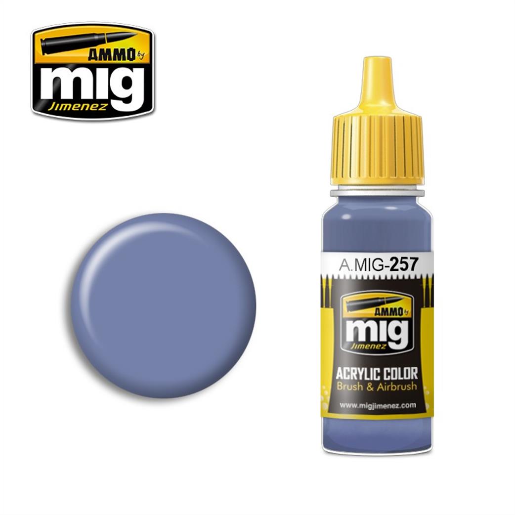 Ammo of Mig Jimenez  Ammo.257 Azure Blue 17ml Acrylic Color Dropper Bottle