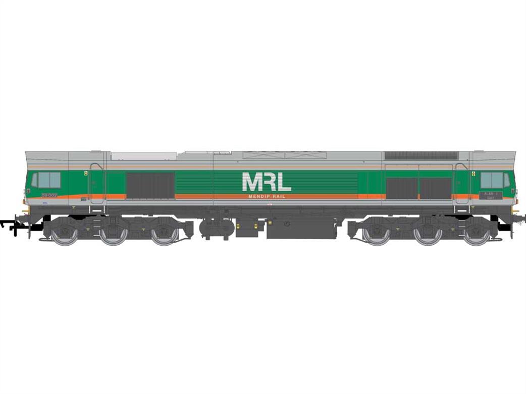 Dapol OO 4D-005-007SSM MRL 59002 Alan J Day Class 59/0 Diesel Locomotive Mendip Rail Green & Orange DCC Sound & Smoke