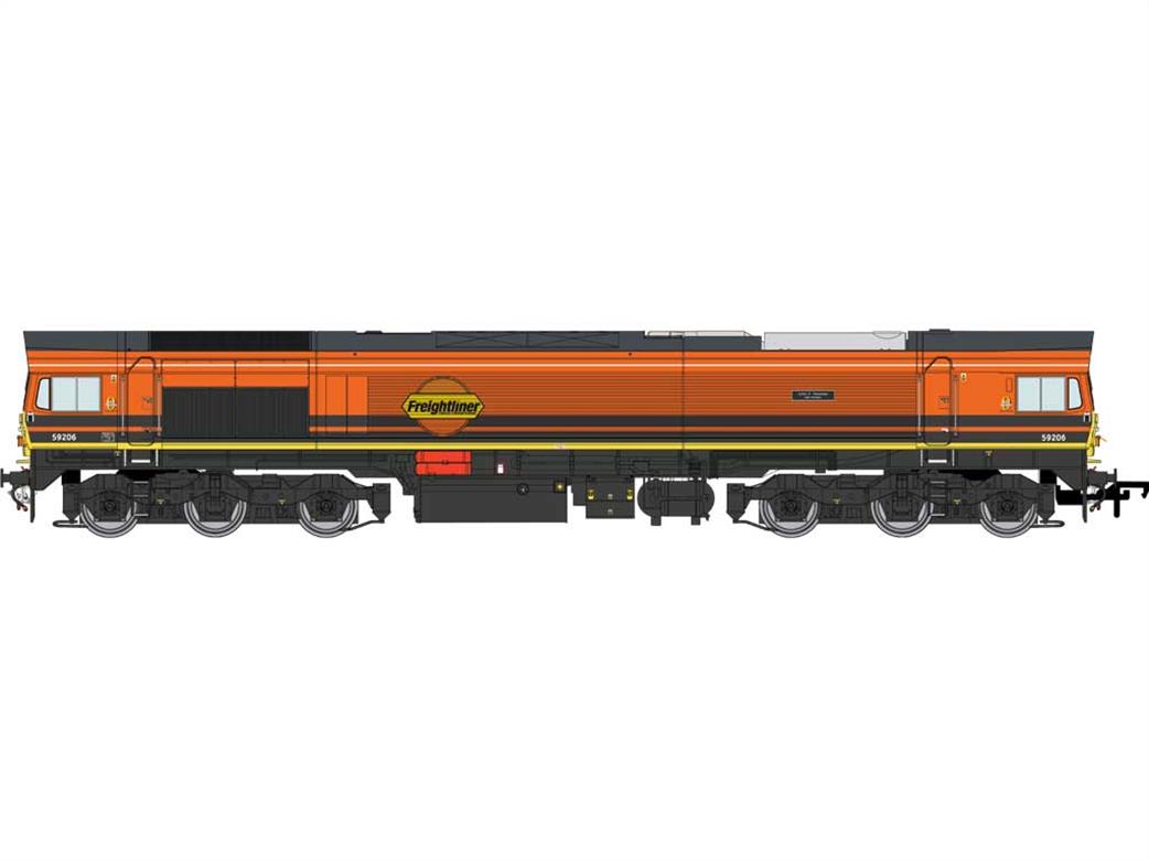 Dapol OO 4D-005-008S Freightliner 59206 John F Yeoman Class 59/2 Diesel Freight Locomotive Gennesse & Wyoming Orange DCC Sound