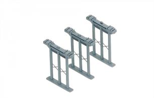 Pack of three piers for extended high level track, with grooves to accept R660 Elevated Track Sidewalls.