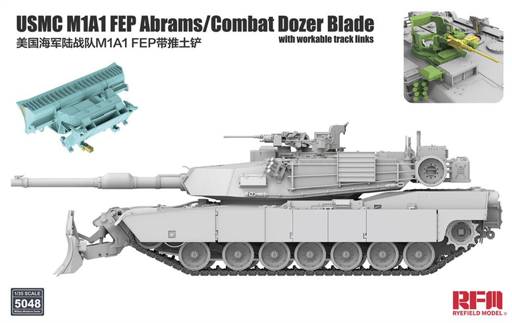 Rye Field Model 5048 USMC M1A1 FEP Abrams Tank with Combat Dozer Blade Kit 1/35