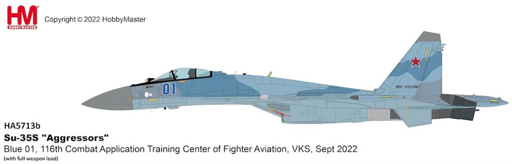 Hobby Master 1/72 HA5713B Su-35S Flanker E Aggressors Blue 01 116th Combat Application Training Center of Fighter Aviation VKS Sept 2022 with full weapon load