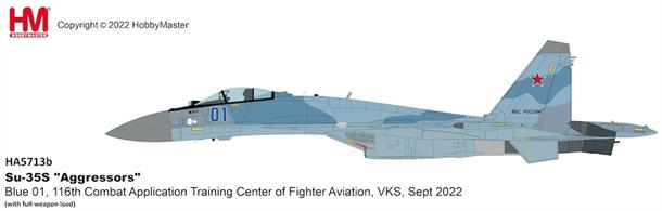 Su-35S Flanker E Aggressors Blue 01 116th Combat Application Training Center of Fighter Aviation VKS Sept 2022 with full weapon load