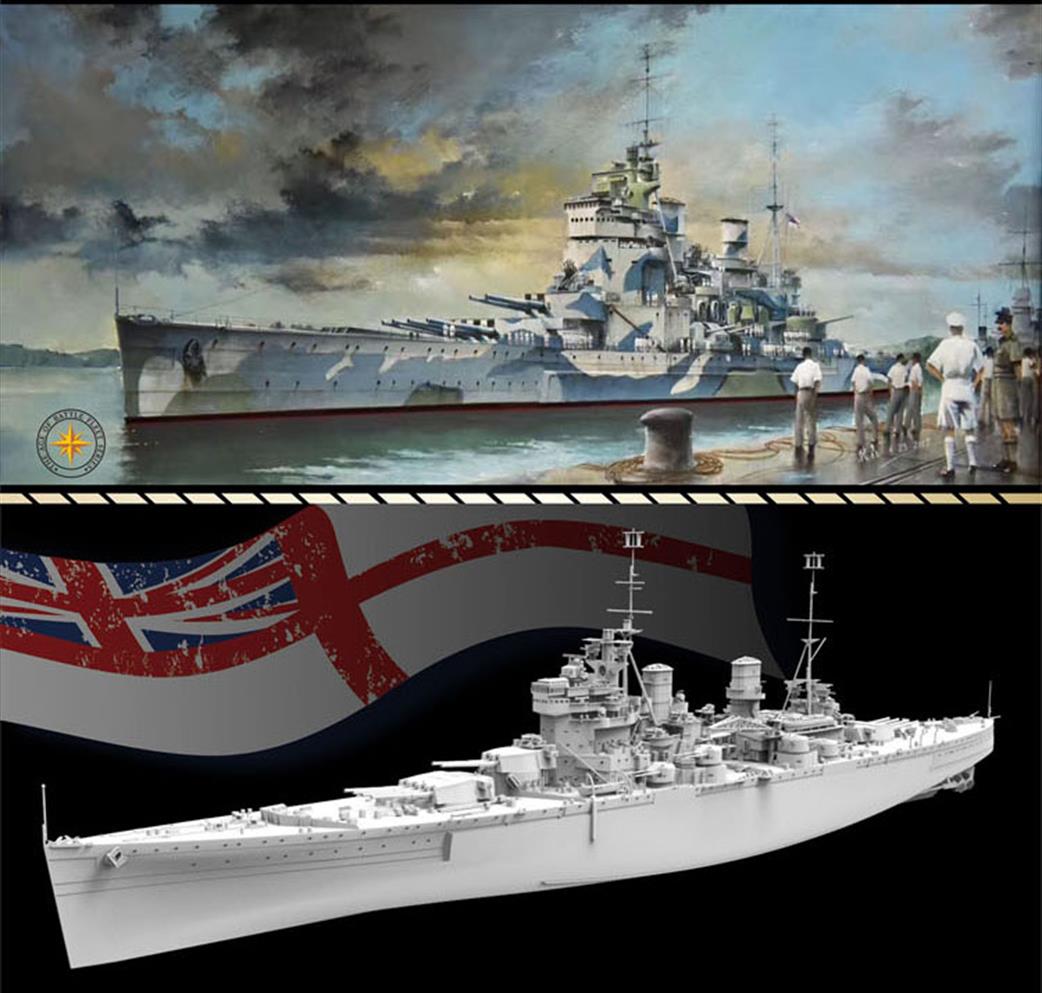 Flyhawk 1/700 FH1117S HMS Prince of Wales 1941 King George V Class Battleship Deluxe Plastic Kit