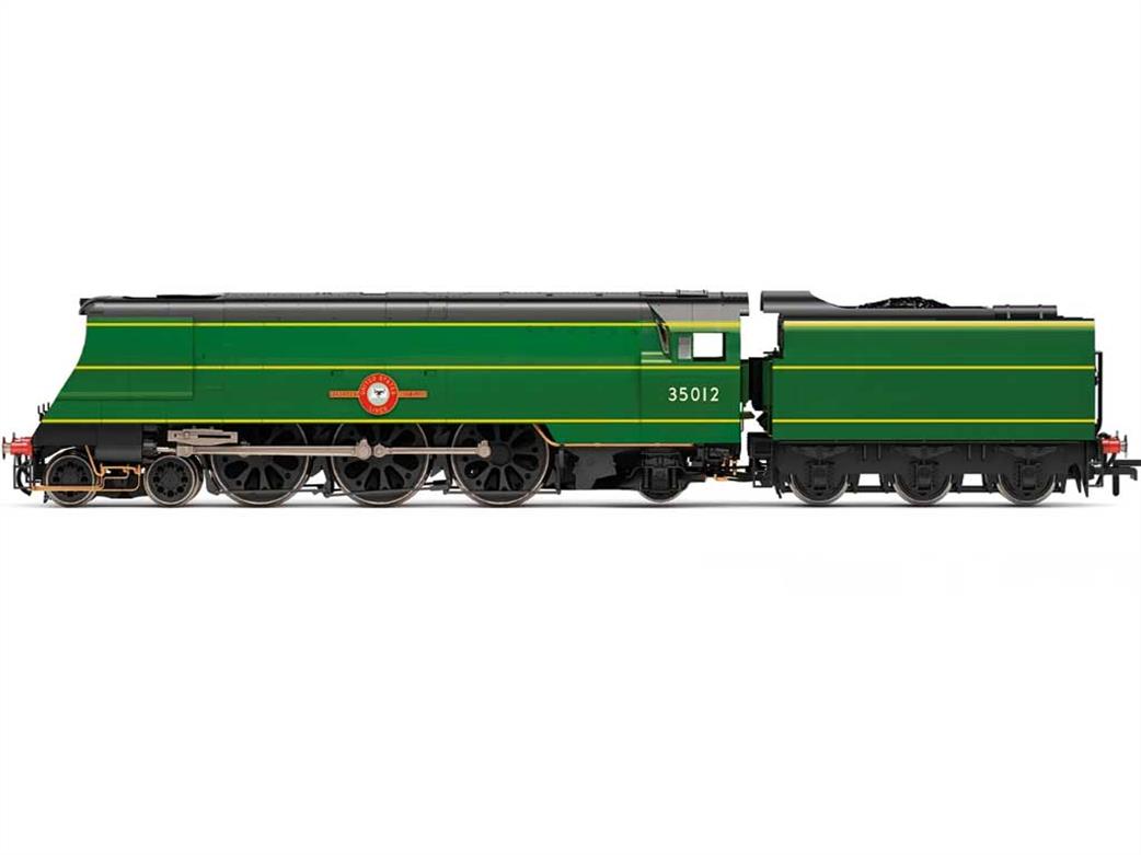 Hornby OO R3860 BR 35012 United States Line Bulleid Merchant Navy Class 4-6-2 Pacific Malachite Green Unlettered