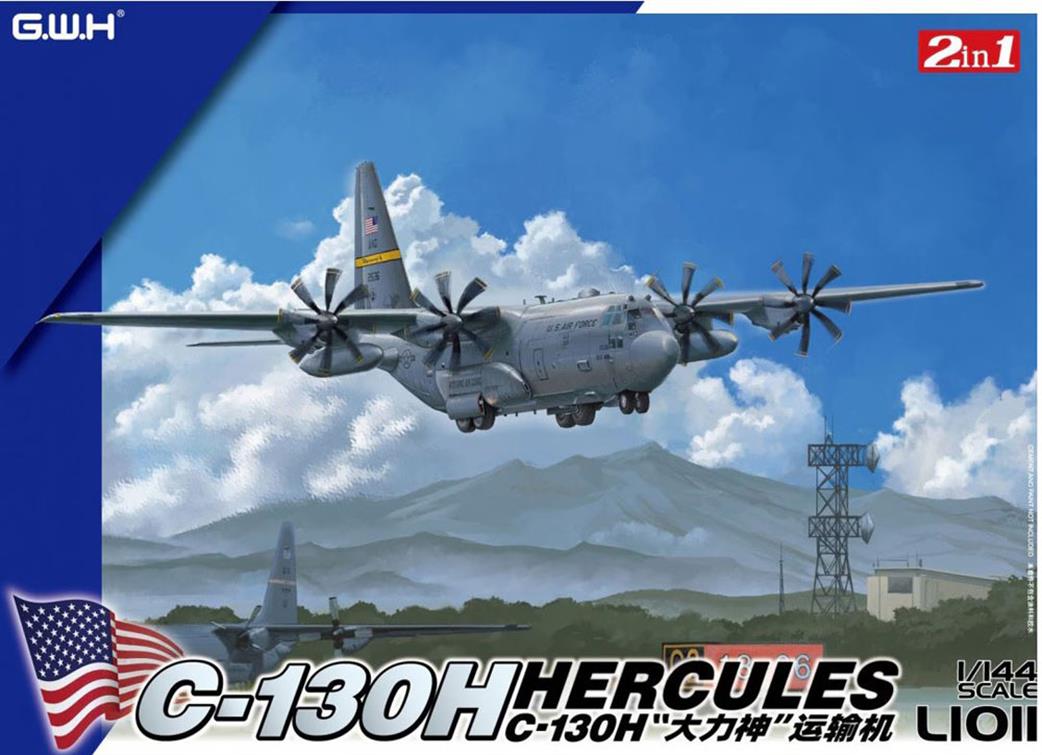 Great Wall Hobby 1/144 L1011 C-130H Hercules Model Kit With two types of Prop Blades
