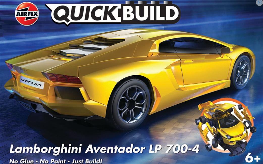 Airfix  J6026 Quickbuild Lamborghini Aventador Yellow Clip together Block Model
