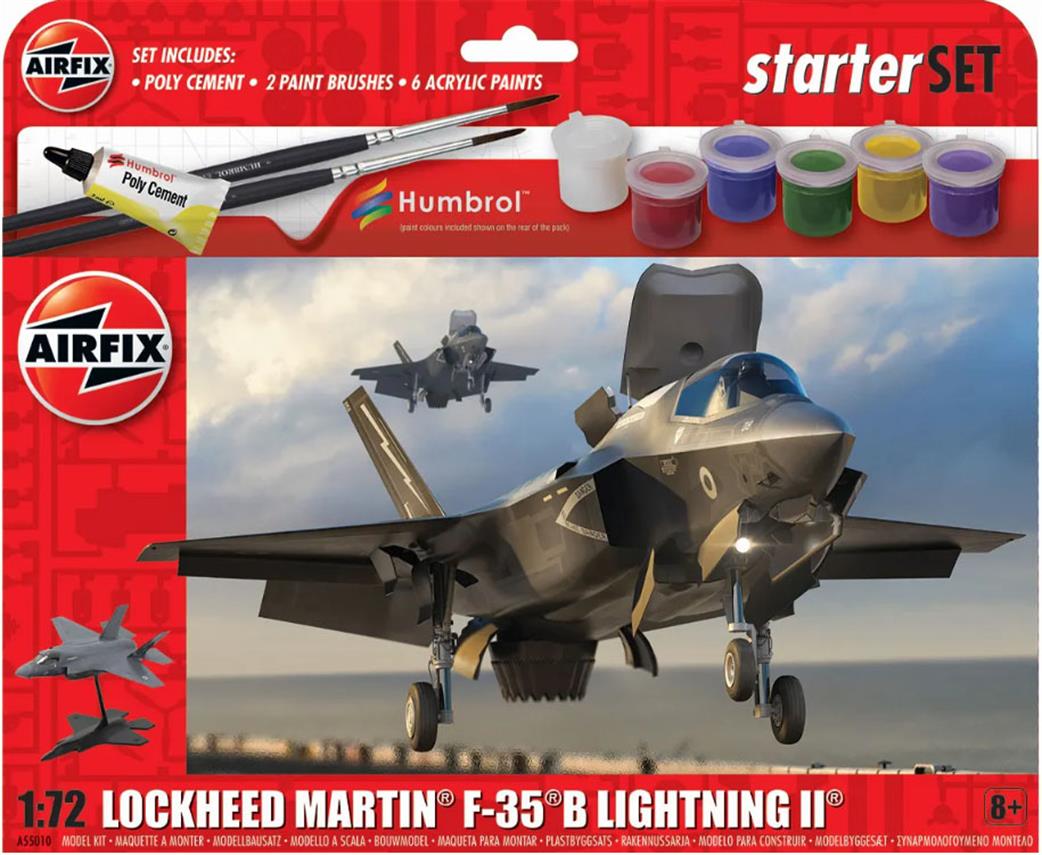 Airfix 1/72 A55010 Small Beginners Lockheed Martin F-35B Lightning II Starter Set with Paint & Glue