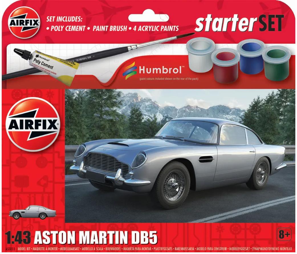 Airfix 1/43 A55011 Small Beginners Aston Martin DB5 Starter Set with Paint & Glue