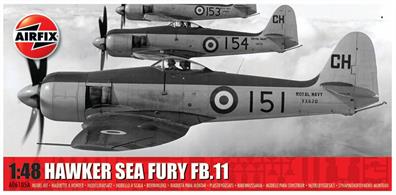 Airfix A06105A 1/48th Hawker Sea Fury FB.II Aircraft KitNumber of Parts 123   Length 224mm  Wingspan 286mm