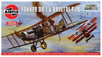 Airfix A02141V 1/72nd Fokker DR1 Triplane &amp; Bristol Fighter Dogfight Double Gift SetNumber of Parts    Length mm    Wingspan mm