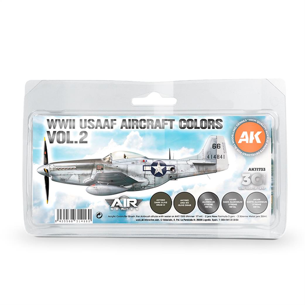 AK Interactive  AK11733 WW2 USAF Colours Vol 5 Bottle Paint Set