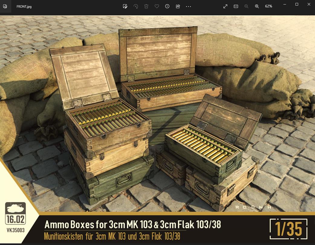 Custom Scale 16-02 1/35 VK35003 German Ammo Boxes for 3cm MK103 and 3cm Flak 103/38