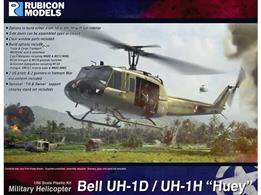 Detailed 1:56 scale plastic model kit for the Bell UH-1 Huey helicopter, symbol of the Vietnam war.This kit offers a range of option parts to model the UH-1D or UH-1H with interior for troop or cargo transport, Med-Evac, or with door weapons for fire support.Build options include:UH-1D or UH-1H with full interiorTroop &amp; Cargo TransportMEDEVAC with 6 stretchersSide doors can be assembled open or closedClear window parts includedCabin Weapons including M60D &amp; M213 MMG, M134 minigun &amp; M129 grenade launcherArmament Subsystems including M134 minigun, XM157 missile pods &amp; M60C MMG2 US pilots &amp; 2 gunners in Vietnam War era uniform included&lt;li"Tilt &amp; Swivel" support (without base or stand)No of Parts: 222 pieces / 6 sprues