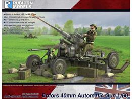 Supplied with details for the British variant this kit builds a model of the Bofors 40mm Automatic Gun L/60, an anti-aircraft autocannon designed in the 1930s by the Swedish arms manufacturer AB Bofors. An effective and reliable weapon the Bofors 40mm was used on land in fixed or mobile mounts, as an intermediate range anti-aircraft weapon at sea and in the air as a heavy fire support weapon. The Bofors 40mm served with both Allied and Axis forces through WW2 and it is believed the last versions of the gun in service were fitted to the AC-130 Hercules gunships, retired in 2020. Some may still be in use as saluting cannons!Build options include:Options to build as a Mk I or Mk III gunCan be assembled in transport or deployed modeGun can elevate up and downGun platform can rotate left and rightOutrigger can swing open or closedExtra ammo and gun barrel included4 British gun crew includedNo of Parts: 89 pieces 2 sprues