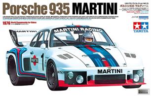 This 1/20 scale model kit recreates the classic Porsche 935 Martini. The kit was first made available as a motorized kit (Item 20005 released in 1977 and 1999). This time, the kit features new Cartograf decals and new solid synthetic rubber slick tires.