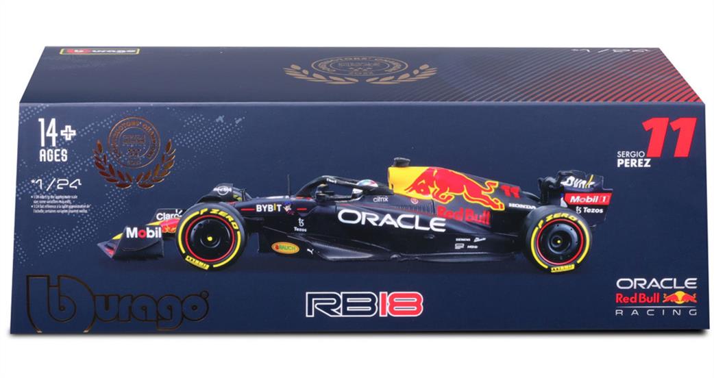 Burago 1/24 B18-28026P Red Bull Racing Rb18 Perez 2022 Model