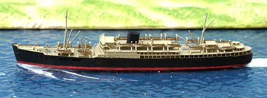 Dilwara was a purpose-built troopship and this 1/1200 scale, waterline, 3D resin-printed kit is by John's Model Shipyard RN801.