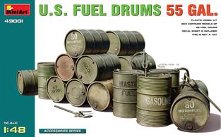 Unassembled Plastic Model Kit in 1:48 Scale Box contains 12 Fuel Drums Decal Sheet Included
