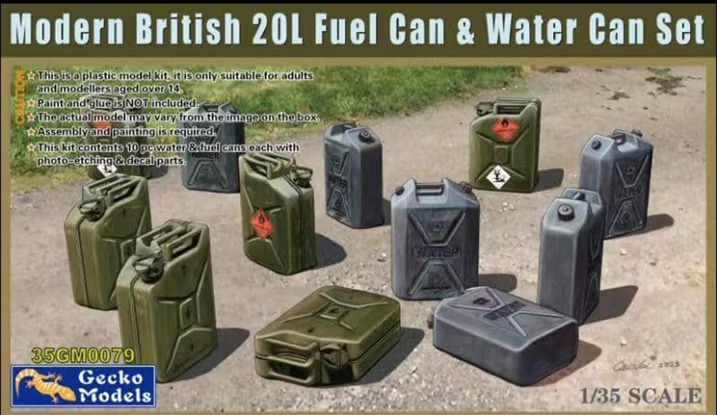 Gecko Models 1/35 35GM0079 Modern British 20l Fuel Cans and Water Can set