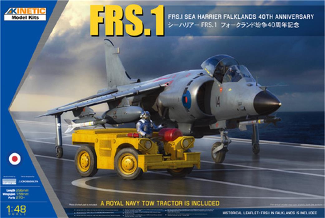 Kinetic Models 1/48 48138 BAe Sea Harrier FRS.1 RN VTOL Falklands 40th Anniversary with tow tractor Aircraft Plastic Kit