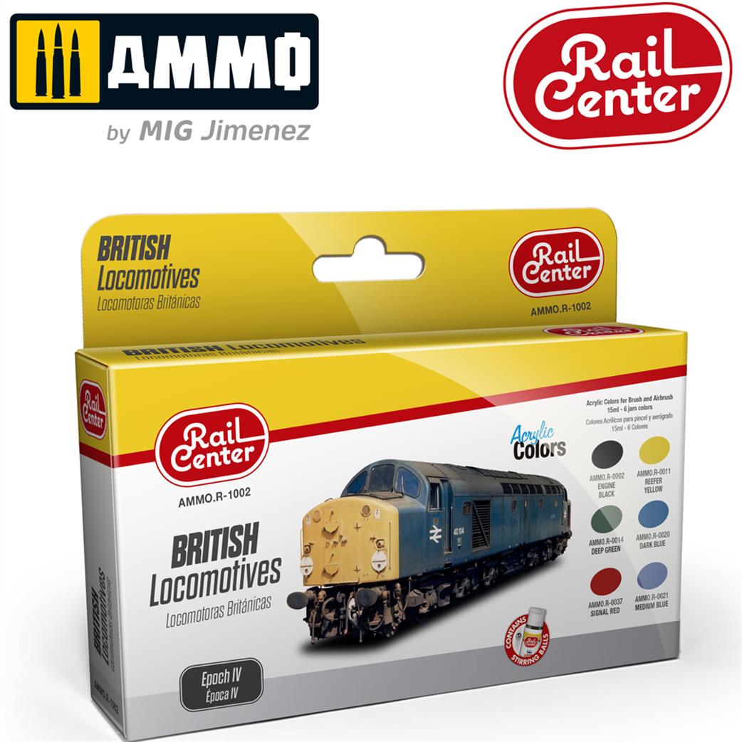 Ammo of Mig Jimenez  AMMO.R-1002 Rail Centre British Diesel Locomotives Paint Set