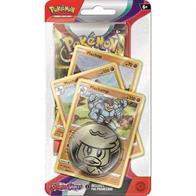 You will be sent one at random, unless otherwise specified, subject to availability.Contain:1 * Scarlet &amp; Violet booster1 * Coin3 * Cards  Either: Gengar (foil), Haunter and Gastly or Machamp (foil), Machoke and Machop.