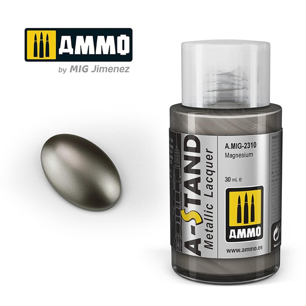 Ammo of Mig Jimenez  A.MIG-2310 A-Stand Magnesium Metallic Lacquer 30ml Bottle